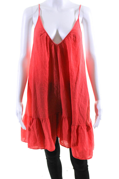 9 Seed Womens Spaghetti Strap Relaxed Tank Blouse Coral Orange Size One Size