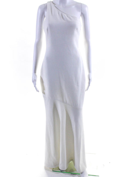 Cinq A Sept Womens One Shoulder Sleeveless Zippered Mermaid Gown White Size 6