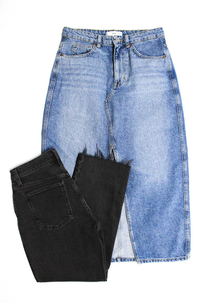MNG Madewell Womens Cotton Denim Midi Skirt Jeans Blue Black Size M 26P Lot 2