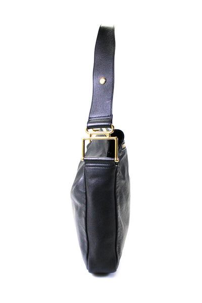 Chloe Womens Leather Top Zip Adjustable Snap Strap Shoulder Handbag Black