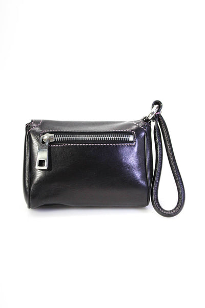 Marc Jacobs Womens Leather Top Stitched Flap Over Wristlet Small Black Handbag