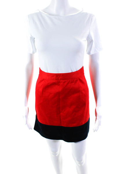 Marc By Marc Jacobs Women's Cotton Two-Tone A-line Skirt Red/Blue Size 4