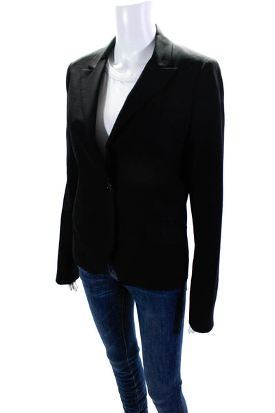 Theory Women's Collar Long Sleeves Lined Two Button Blazer Black Size 8