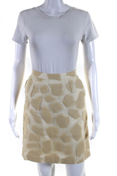 Milly Of New York Womens Animal Print Mini Skirt Beige Cotton Size 4