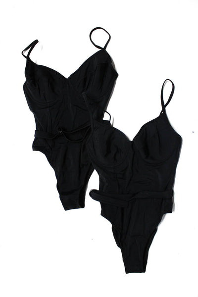 Perfect DD Women's Black spaghetti Straps Belted One Piece Swimsuit Size S Lot 2