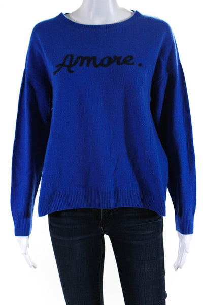 Gerard Darel Womens Amore Intarsia Crew Neck Sweater Blue Wool Size 3