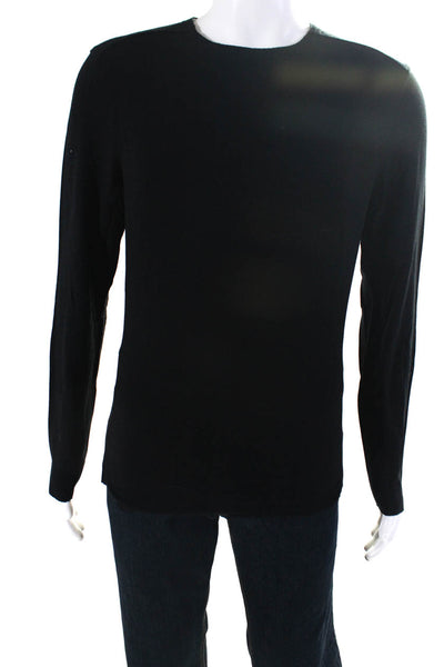 Kit And Ace Mens Long Sleeve Raw Hem Jersey Tee Shirt Pullover Black Size Small