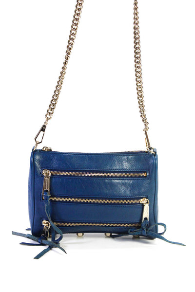 Rebecca Minkoff Women's Zip Closure Front Pockets Crossbody Handbag Blue Size M