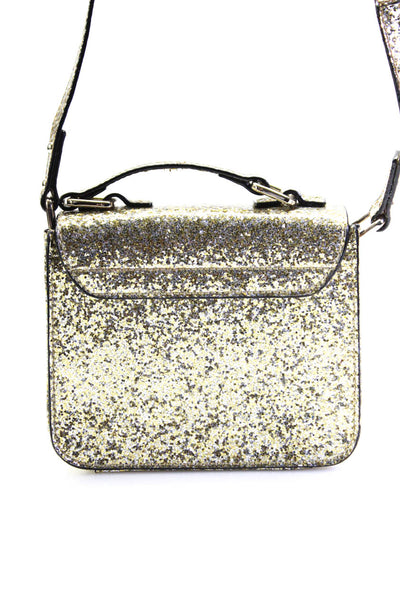 Kate Spade New York Womens Glittery Gold Mini Top Handle Shoulder Bag Handbag