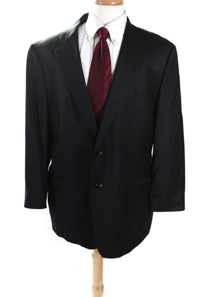 John W. Nordstrom Mens Charcoal Wool Two Button Long Sleeve Blazer Size 46R