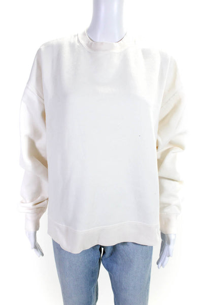 We Wore What Womens Pullover Crew Neck Sweatshirt White Cotton Size Medium