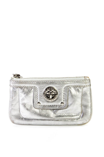 Marc by Marc Jacobs Women's Leather Silver Tone Hardware Key Ring Pouch Silver