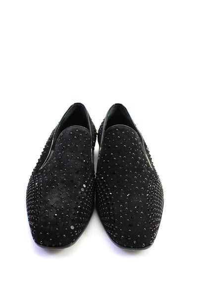 Tiziano Zarzon Men's Round Toe Studs Suede Slip-On Loafers Shoe Black Size 13