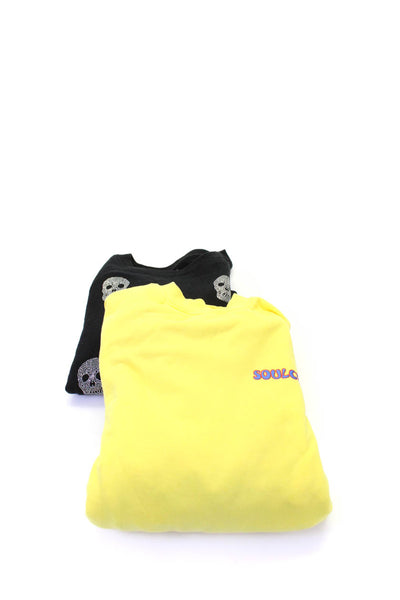 Betsey Johnson Soul Womens Sweatshirts Black Yellow Cotton Size Medium Lot 2