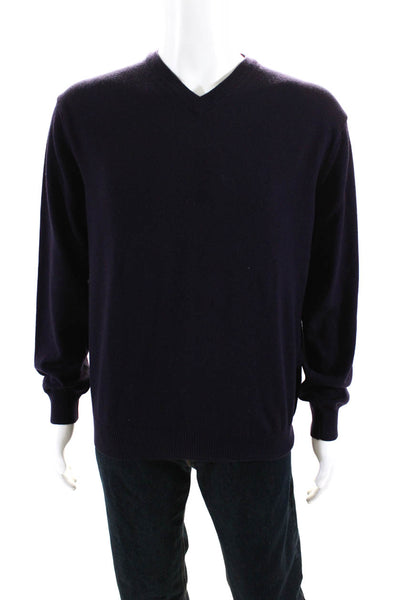 Marco Fiori Men's V-Neck Long Sleeves Pullover Purple Sweater Size XL