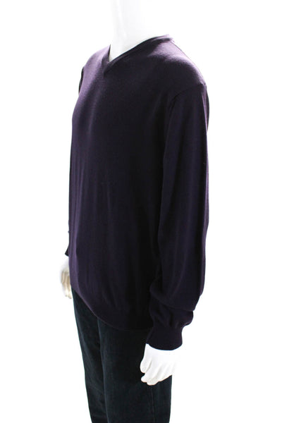 Marco Fiori Men's V-Neck Long Sleeves Pullover Purple Sweater Size XL