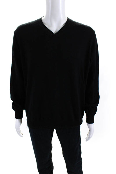 Robert Graham Men's V-Neck Long Sleeves Pullover Sweater Black Size L