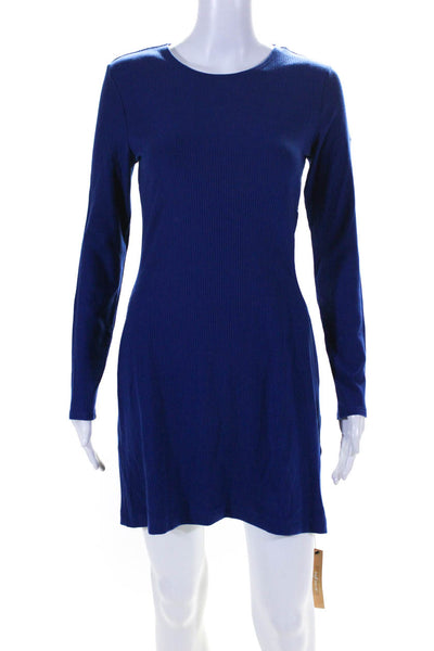 Reformation Women's Ribbed Long Sleeve Cutout Bodycon Dress Royal Blue Size L