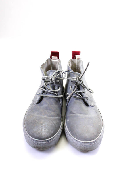 Designer Men's Round Toe Lace Up High Top Metallic Silver Sneaker Size 12