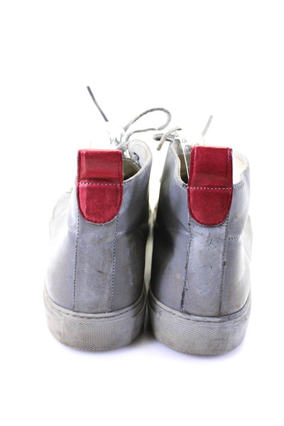 Designer Men's Round Toe Lace Up High Top Metallic Silver Sneaker Size 12