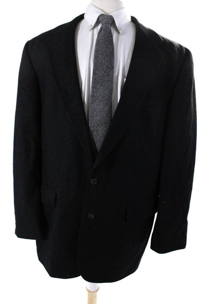 Oscar de la Renta Mens Gray Wool Two Button Long Sleeve Blazer Jacket Size 44L