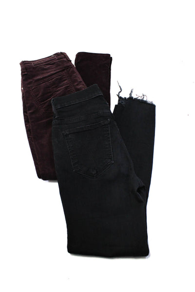 Mother  Rag & Bone Womens Cotton Button Fringe Skinny Pants Black Size 26 Lot 2