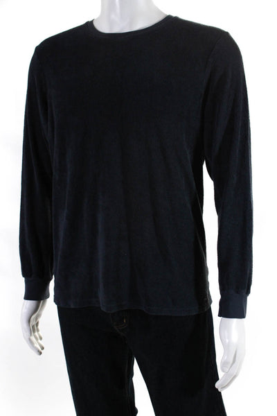 Saturdays NYC Men's Cotton Long Sleeve Terry Cloth T-shirt Blue Size S
