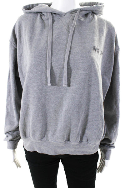 WSLY Womens Long Sleeves Pullover Hoodie Gray Organic Cotton Size Small