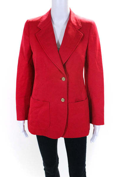 Burberrys Womens Double Breasted Suit Jacket Red Wool Size Small