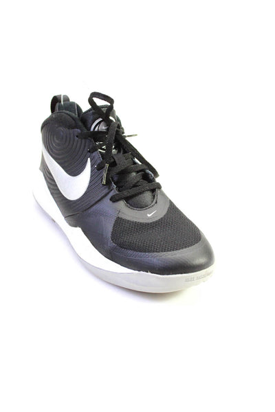 Nike Childrens Boys Team Hustle High Top Sneakers Black Silver Size 5.5