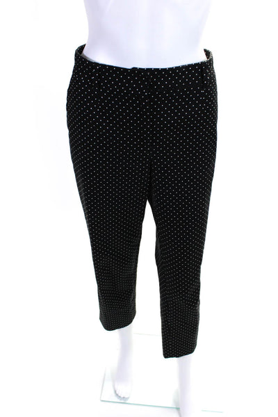 Dolce & Gabbana Womens Cotton Polka Dot Print Straight Leg Pants Black Size 46