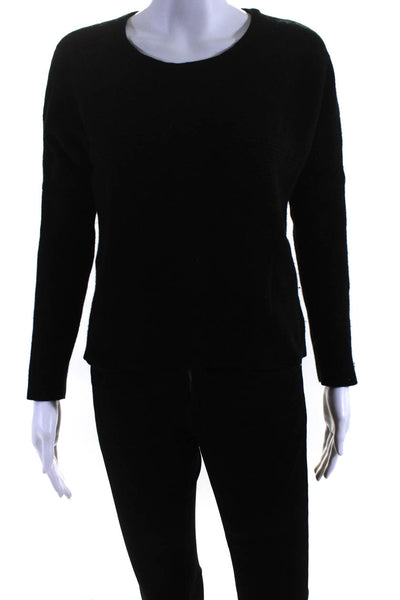 Helmut Lang Womens Wool Ribbed Texture Long Sleeve Pullover Sweater Black Size S