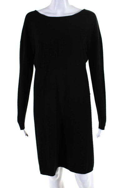 Tse Womens Long Sleeve Scoop Neck Cashmere Sweater Dress Black Size Small