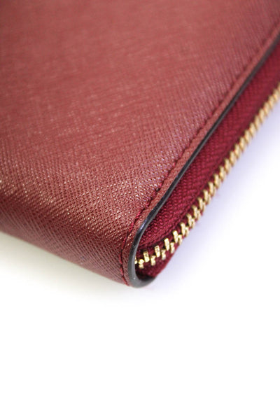 Kate Spade Women's Pressed Leather Rectangular Zip Wallet Burgundy
