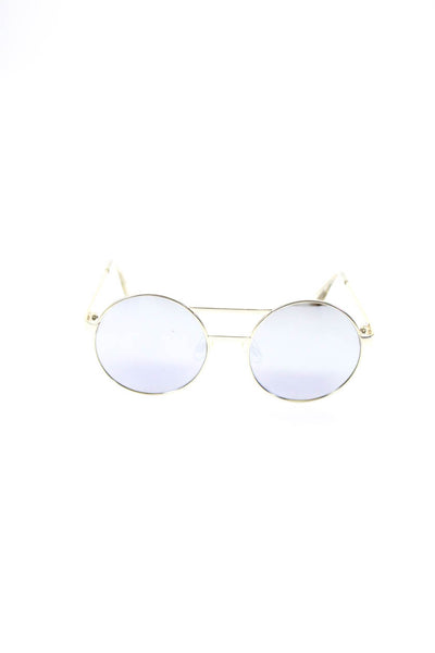 Le Specs Womens Vertigo 1502056 Mirrored Metal Round Sunglasses Gold Tone