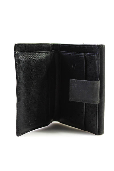Prada Women's Snap Closure Square Bi-Fold Wallet Black
