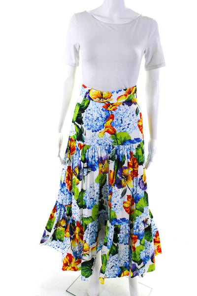 Dolce & Gabbana Womens Drop Waist Floral Poplin Midi Skirt Multicolor Size IT 40
