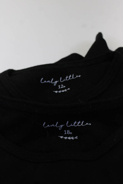 Lovely Littles Girls Solid Black Crew Neck Long Sleeve Top Size 12M 18M lot 4