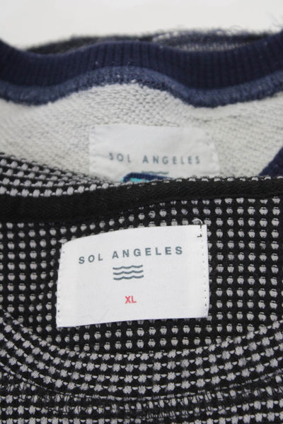 SOL ANGELES Mens Pullover Scoop Crew Neck Sweaters Blue Gray Size XL Lot 2