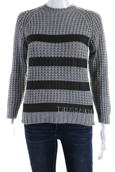 Trussardi Women's Crewneck Long Sleeves Pullover Sweater Gray Size 10