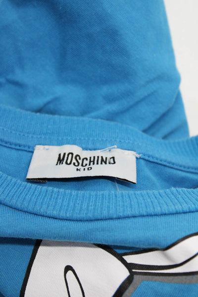 Moschino Girls Crewneck Short Sleeves Basic T-Shirt Blue Size 4