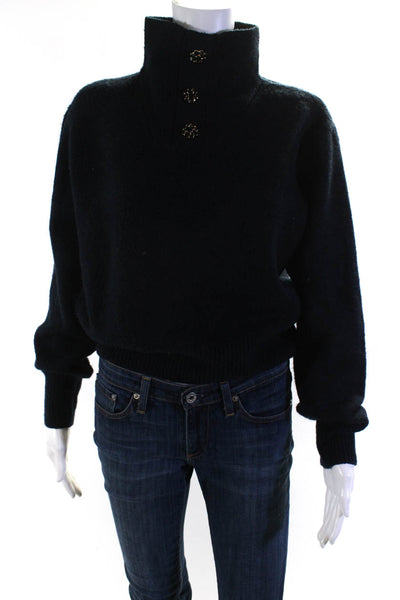 Scotch & Soda Women's Mock Neck Long Sleeves Pullover Sweater Navy Blue Size S