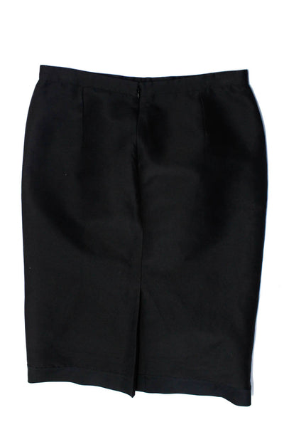 Valentino Womens Cotton Back Zip Lined Knee Length Straight Skirt Black Size 10