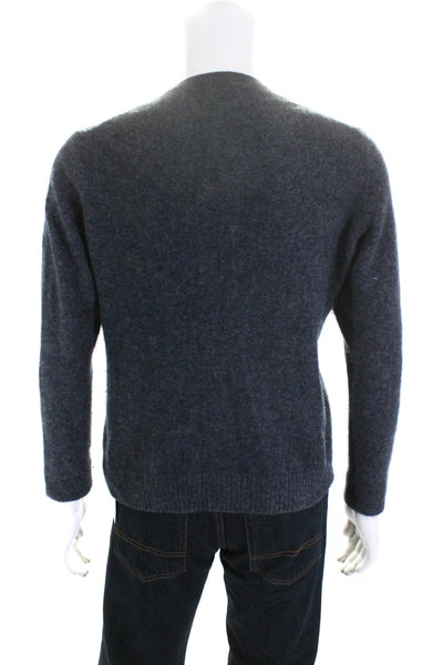 Lockheart Mens Long Sleeve V Neck Cashmere Sweater Dark Blue Size Large
