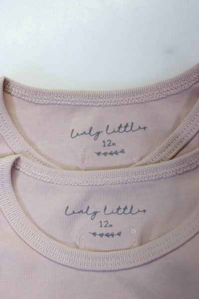 Lovely Littles Girls Cotton Round Neck Long Sleeve Top Pink Size 12M Lot 2
