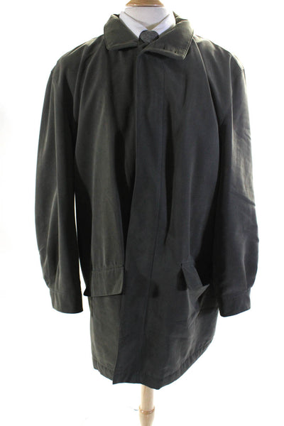 Sanyo Mens Long Sleeved Buttoned High Neck Jacket Overcoat Green Gray Size XL