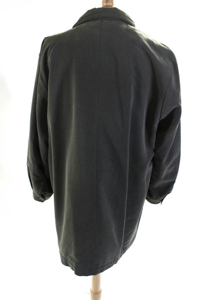 Sanyo Mens Long Sleeved Buttoned High Neck Jacket Overcoat Green Gray Size XL