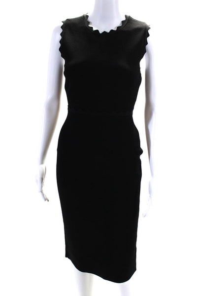 A.L.C. Womens Asymmetrical Trimmed Sleeveless Midi Sheath Dress Black Size S