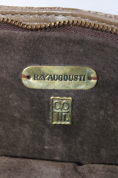 R&Y Augousti Womens Animal Print Zipped Magnetic Flapped Clutch Handbag Brown