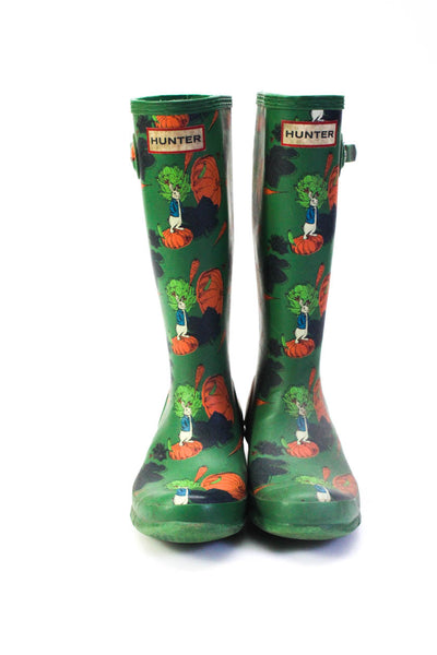 Hunter Childrens Unisex Rabbit Carrot Tall Rubber Rain Boots Green Size 2B 3G